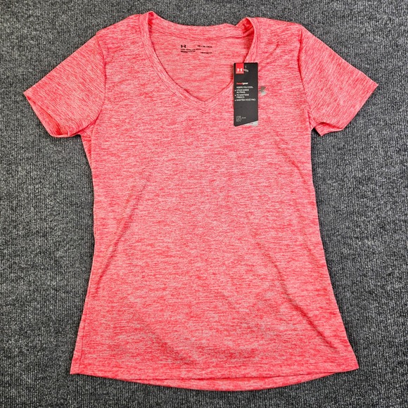 Under Armour Tops - Under Armour HeatGear V-Neck T-Shirt Women's‎ XS Pink Heathered 1258568 NEW